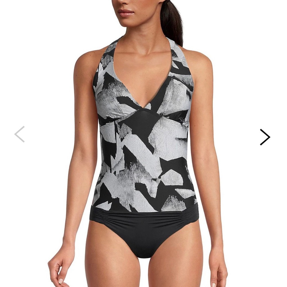 DKNY Printed Halter Tankini Top